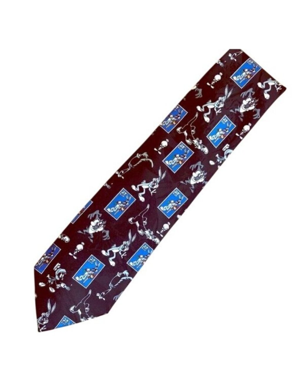 90s Looney Tunes Stamp Collection Postal Tie Bugs Bunny Vintage Black Blue